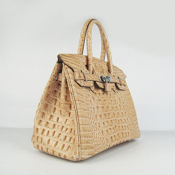 Replica Hermes Birkin 30CM Crocodile Head Veins Bag Earth Yellow 6088 On Sale